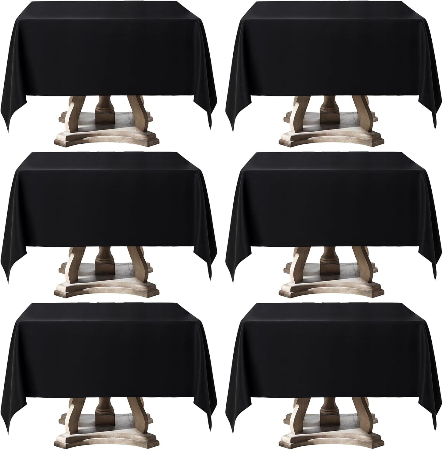 Square Tablecloth 52 x 52 Inch Black 6 Pack Tablecloths Stain-Wrinkle Resistant Washable Polyester Table Cloths for Holiday, Buffet Parties,and Wedding