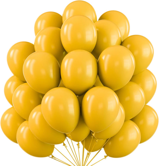 PartyWoo Mustard Yellow Balloons 101 pcs 12 Inch Fall Color Yellow Latex Helium Balloons for Graduation Thanksgiving Baby Shower Little Cutie Birthday Party Decorations Yellow-F57