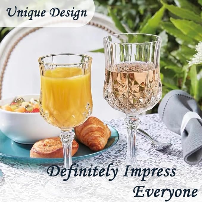 Plastic Wine Glasses, Plastic Goblets Vintage Style Cordial Unbreakable Drinking Glasses, Reusable Drinkware for Wedding Reception, Grand Event Party Supplies, Easter (100, Transparent)
