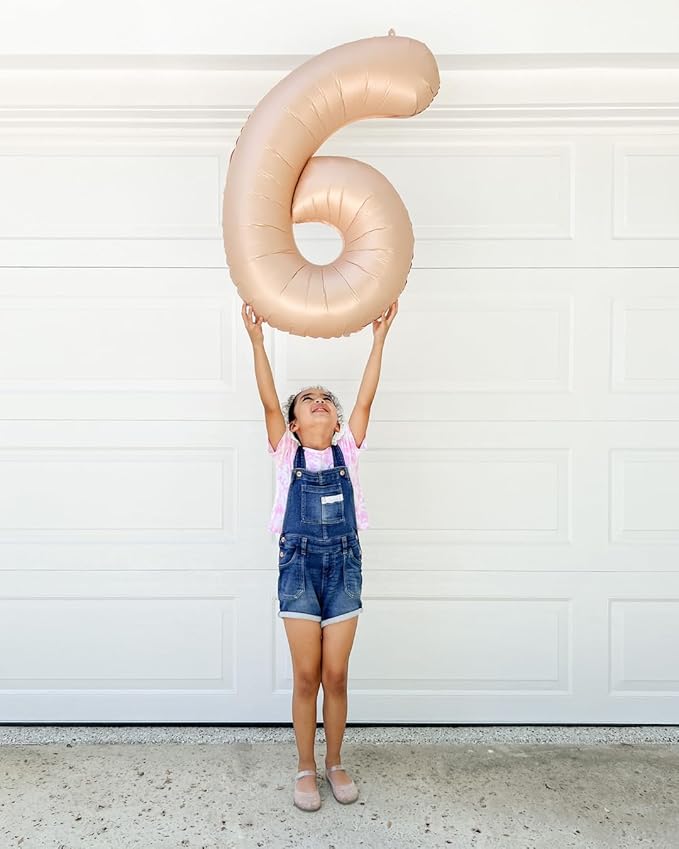 Light Brown 6 Balloon, Tan Number Balloons 40 Inch, 6th Balloons for Beige Birthday Decorations, Sandy Brown and Black Party Supplies 6 Birthday Balloon, Khaki Number 6 Balloon