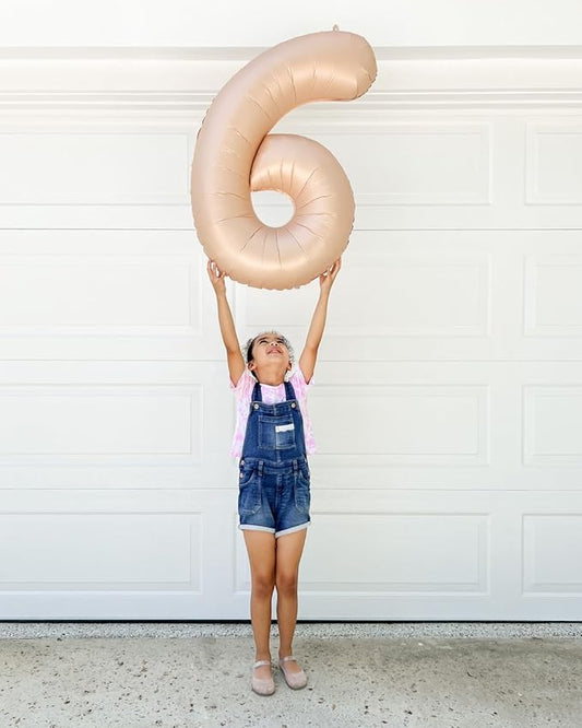 Light Brown 6 Balloon, Tan Number Balloons 40 Inch, 6th Balloons for Beige Birthday Decorations, Sandy Brown and Black Party Supplies 6 Birthday Balloon, Khaki Number 6 Balloon