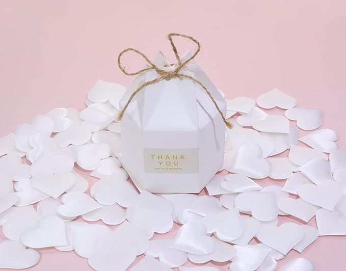 ONLYKXY 200Pcs 3.5cm Big Sponge Confetti Decor Glitter Flower Heart Shape Petals Table Decoration for Wedding Party Valentine's Day Scatter Ponge Petal Confetti (White)