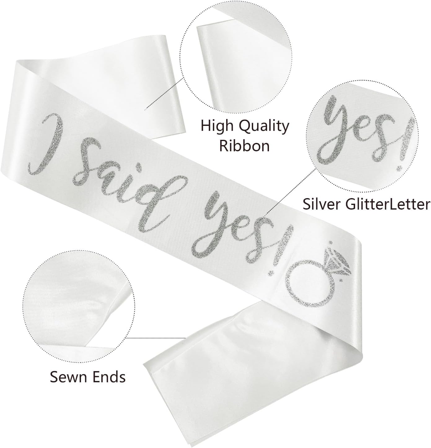 I Said Yes Sash,Future Mrs Sash Engagement Party SashBachelorette Party Sashes, Bridal Shower Sash for Bride to Be,Silver