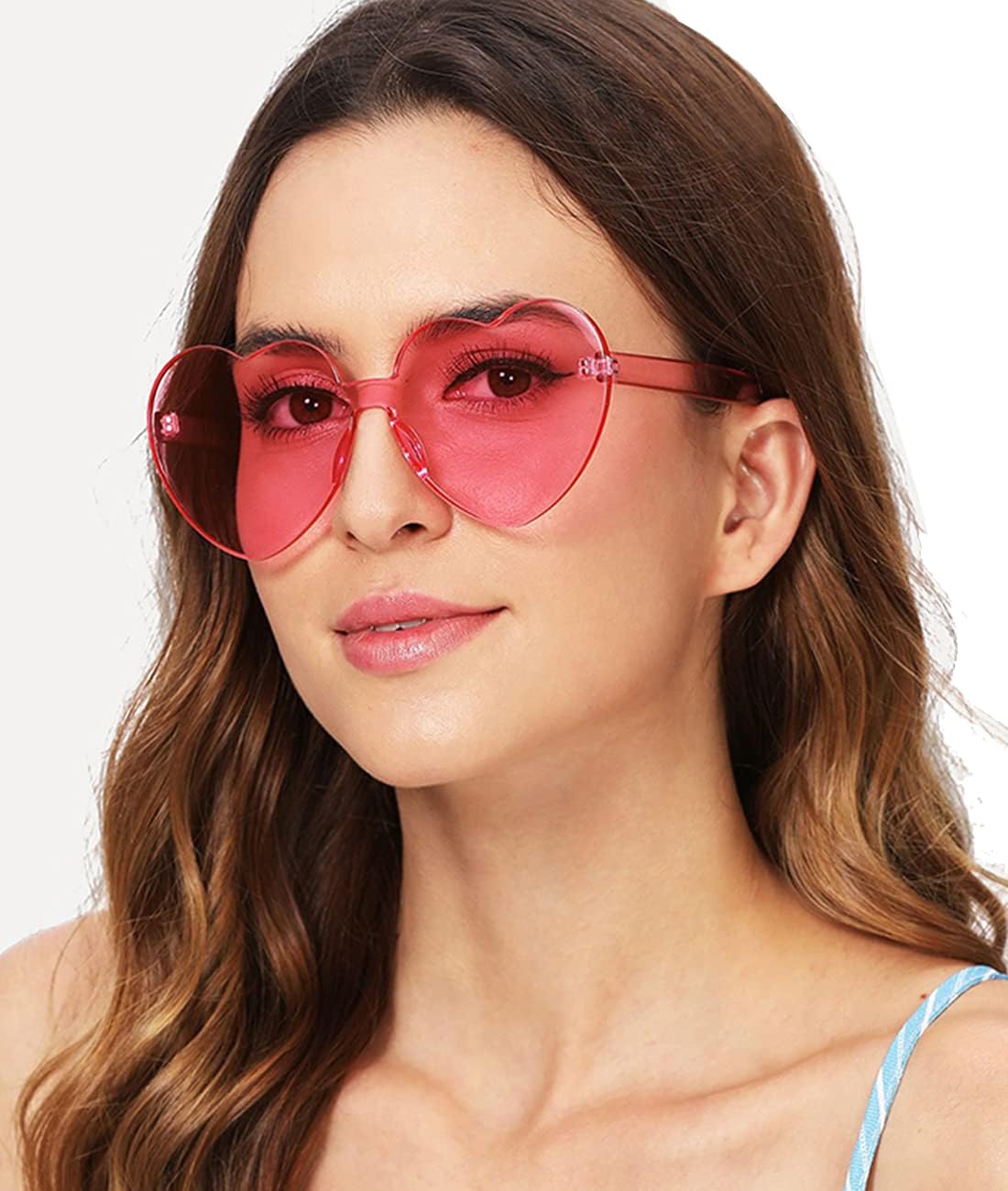 Heart Shaped Rimless Sunglasses 12Pack, Bachelor Party Cool Colorful Funky Sunglasses