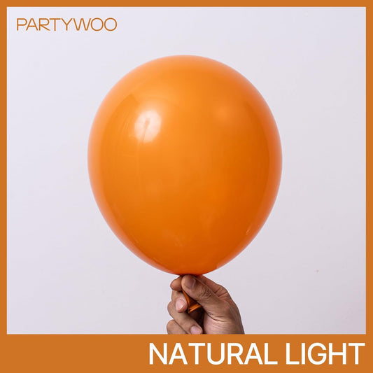 PartyWoo Burnt Orange Balloons 100 pcs Orange Balloons Different Sizes Pack of 36 18 12 10 5 Inch Terracotta Balloon Garland Arch Kit for Thanksgiving Halloween Fall Party Decorations Orange-F53