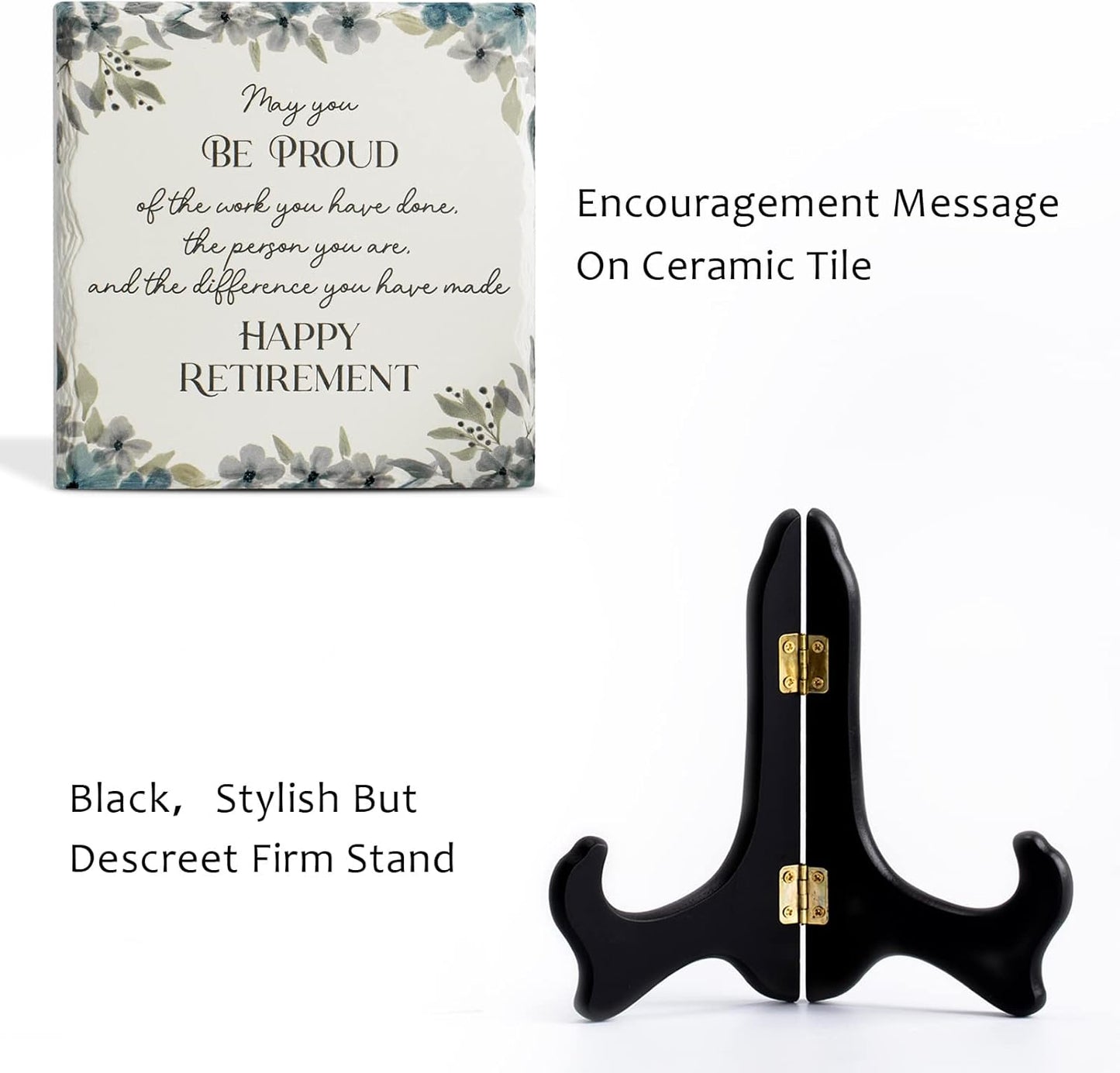 LukieJac Gift Ideas for Retirement Women Men Retirement Party Decoration Best Funny Retirement Gifts for Coworker Dad Police Nurses Ceramic Retirement Plaque Table Decorations (6"*6")