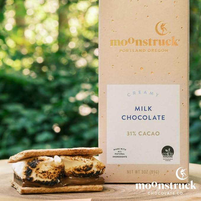 Moonstruck Chocolate Creamy Milk Chocolate Bar, 31% Cacao (Pack of 4)