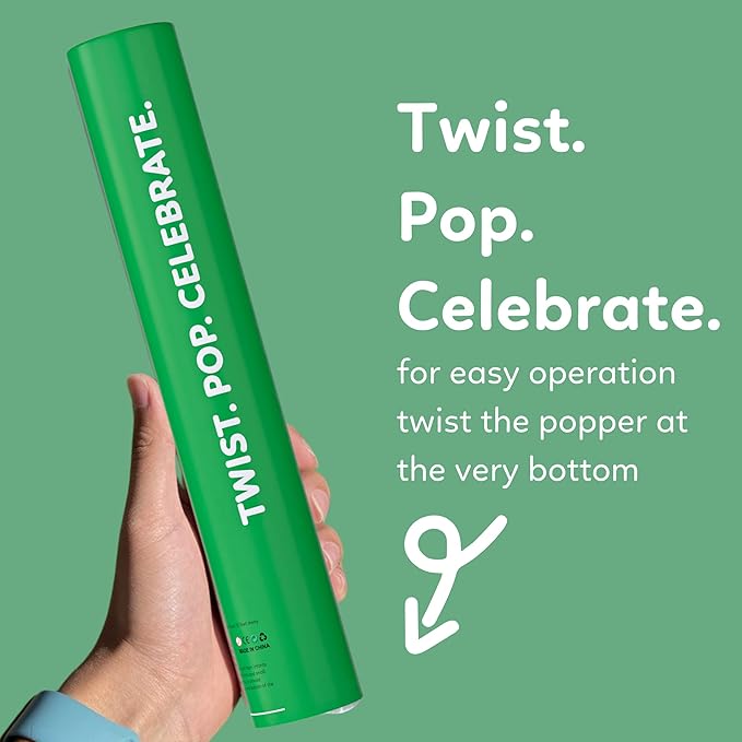 Green Powder Cannons Smoke Bombs Biodegradable Poppers | 2 Pack | Launch 25 ft Far | 12 inch | Decorations For Photoshoots, Gender Reveal, Celebrations, Festivals, and Parties | TUR Party Supplies