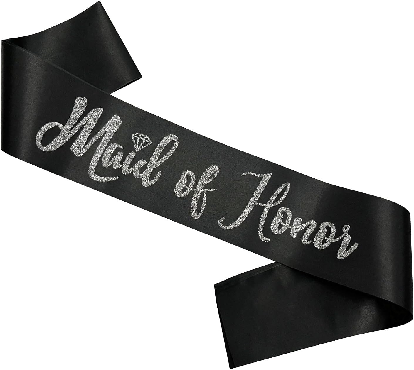 Maid of Honor Sash, Black Sash with Silver Glitter Letter Bachelorette Party Sash for Bridal Shower Wedding Party Accessories Supplies Engagement Gifts