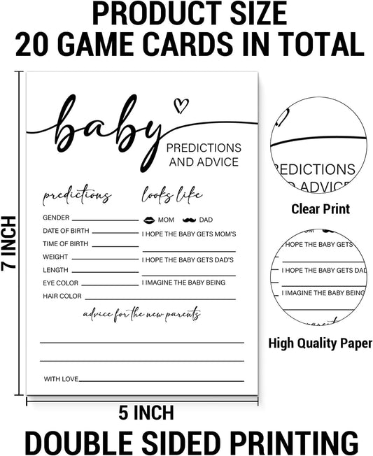 Baby Shower Predictions and Advice Cards for New Parents 20 Minimalist Baby Shower Game Advice and Wishes Cards Gender Neutral Boy or Girl