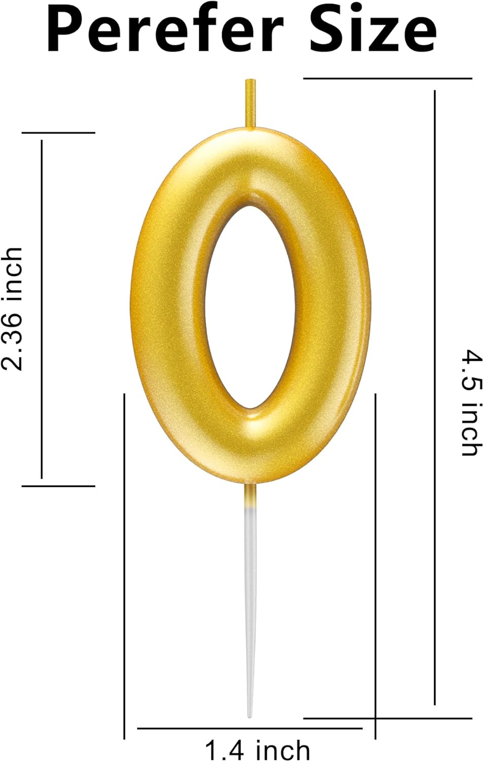 Gold Number 0 Candle Happy Birthday 3D Number Candles for Birthday Cake Party Decoration Wedding Anniversary Celebration Supplies