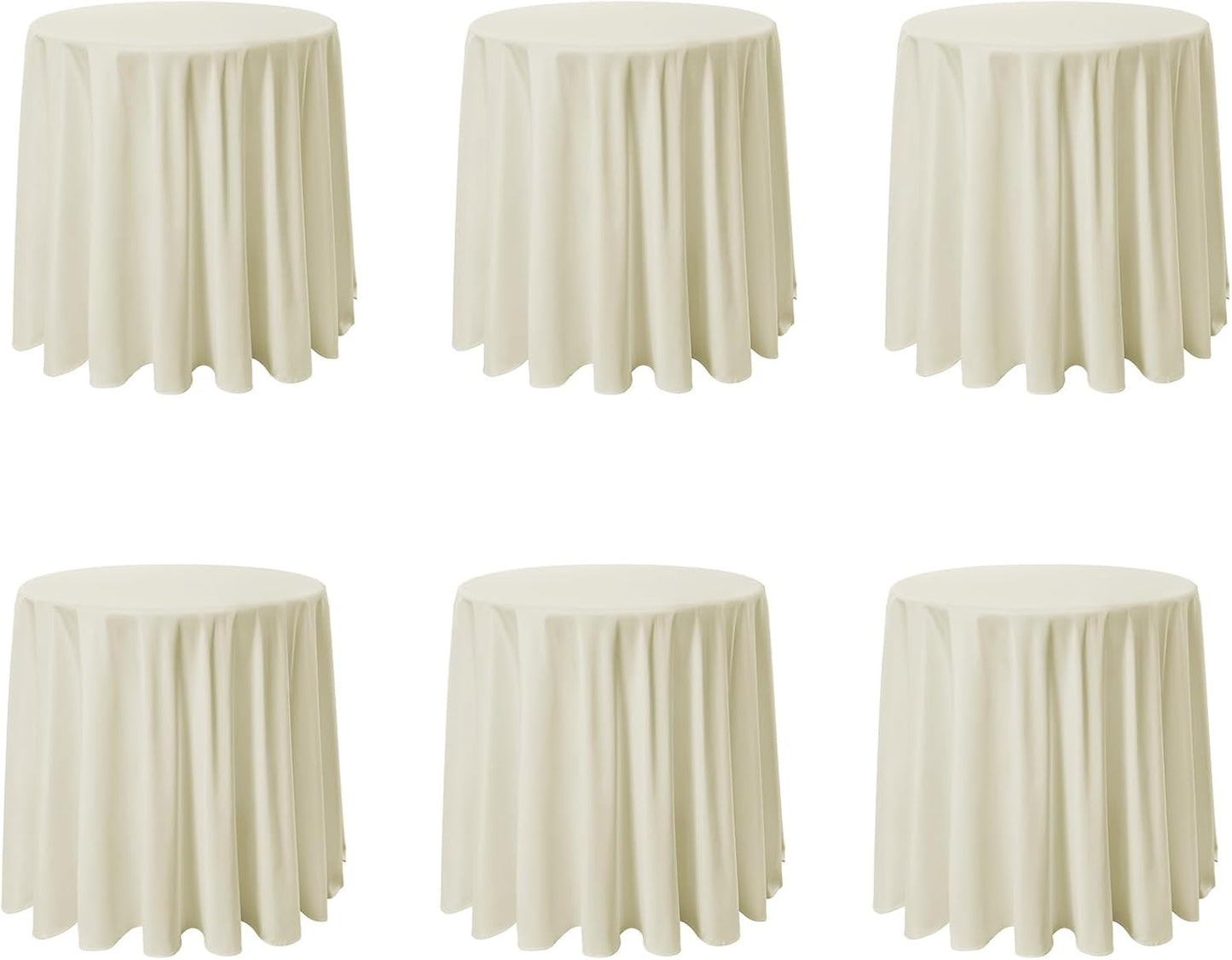 VidaFete Tablecloth 6 Pack 90inch Round Table Cloth Polyester, Stain Wrinkle Resistant Polyester Dining Table Cover for Kitchen Dinning Party Wedding Round Tabletop Buffet Decoration(Ivory)