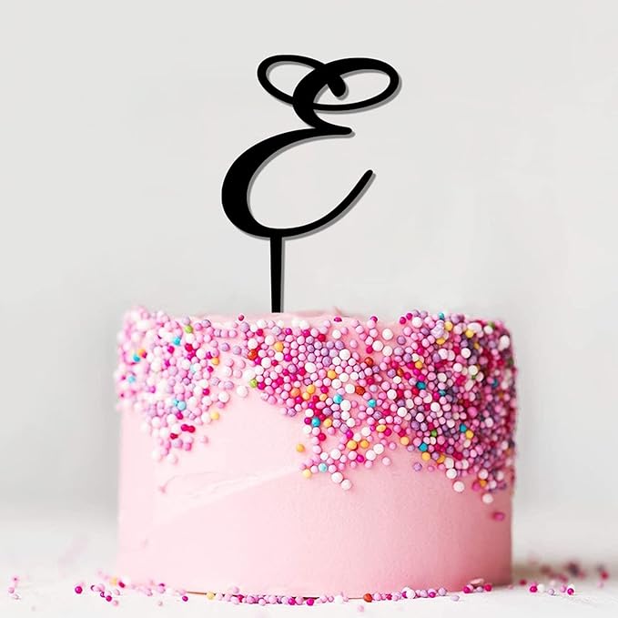 Custom Birthday Cake Toppers Monogram Last Name E Cake Toppers Boho Initial Black Acrylic Happy Birthday Cake Toppers Bride And Groom Anniversary Wedding Bride Shower Decor Cake Supplies