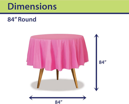 Pink Disposable Plastic Tablecloth for Round Tables (36 Pack) Table Cloths for Parties, Events & Weddings, Indoors & Outdoors, 84 inches, Plastic Table Cover
