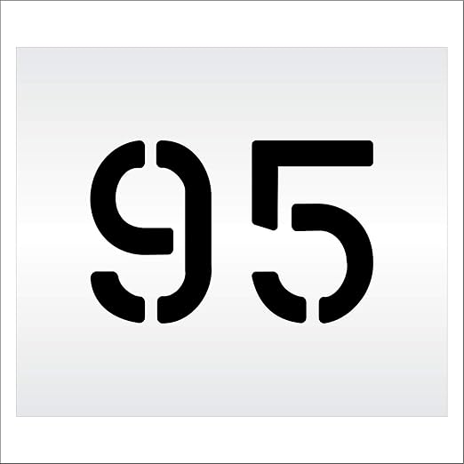Pavement, Curb, and WheelStop Stencils - 6 inch Double Number Stencil - (95) - 6" x 9" x 1/8" (128 mil) - Pro-Grade