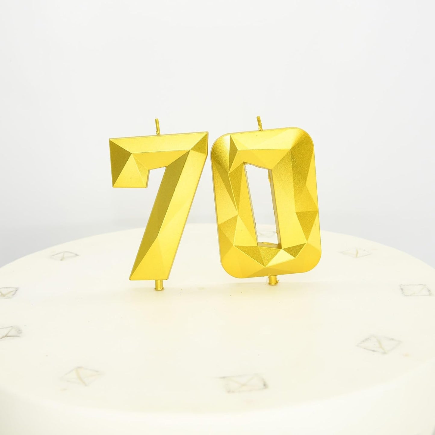 DERVENTA Large Birthday Candle Number 3D Gold 3.7 inch Party Celebration Anniversary Decoration Cake Topper 1 Piece (Number 60 Gold)
