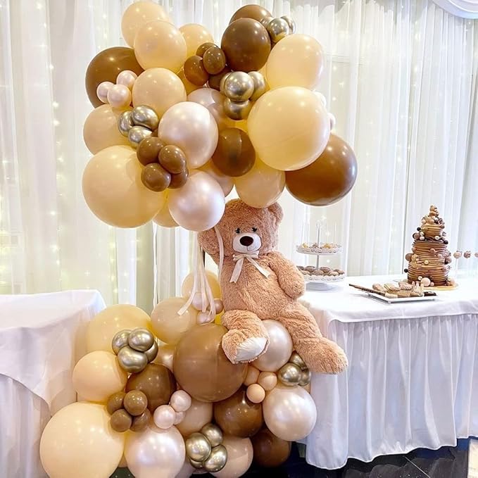 Brown Sand White Neutral Balloons, 50pcs 12 inch Retro Apricot Balloons Brown Sand White Gold Confetti Party Balloons For Birthday Engagement Wedding Anniversary Party Decorations