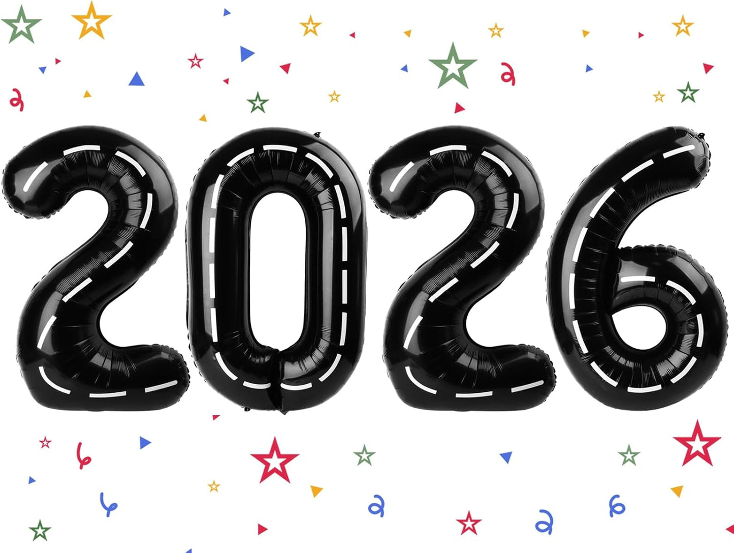 2026 Balloon - Race Car Birthday Number Balloons, 40 Inch Large Foil Balloons for Men Women Boys Girls Race Car Themed Birthday Decorations，Number 2026 Balloon
