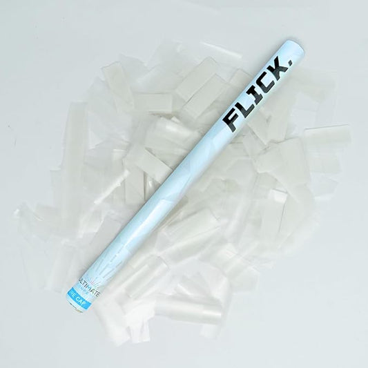 Ultimate Confetti - 8 Pack White Dissolving Rice Paper Confetti Wands - Handheld 14" Water Soluble Confetti Flick Flutter Sticks For Wedding, Parties & Live Events - 2 Handfuls, 1.5 oz Each Stick