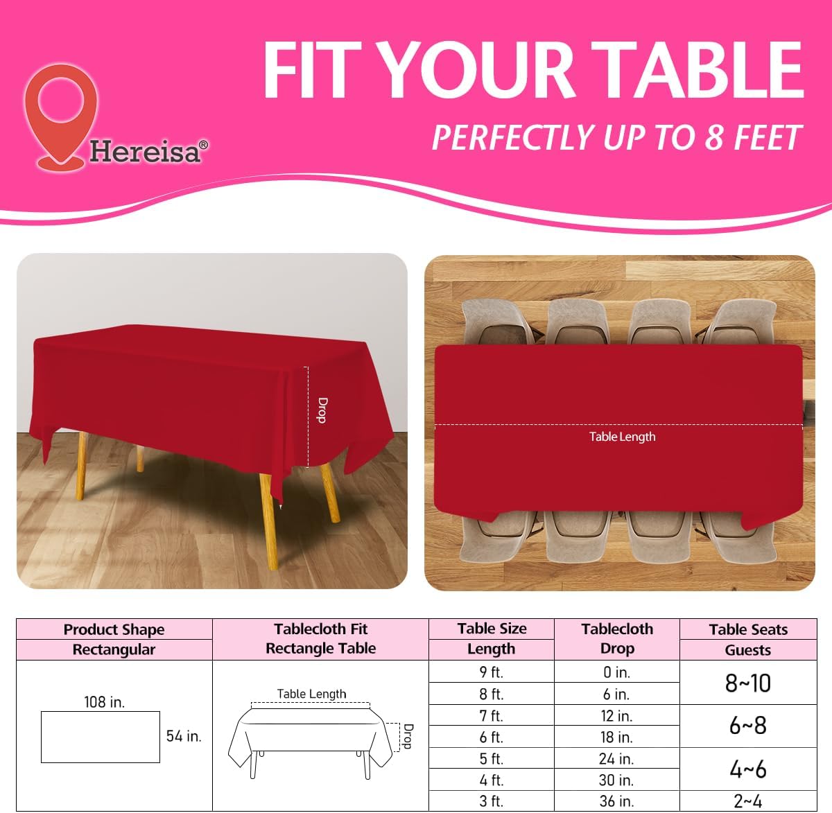 Plastic Tablecloths 5 Pack 10 Pack Rectangle