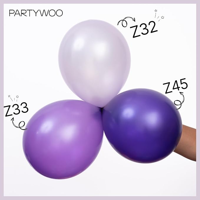PartyWoo Pearl Lavender Balloons 140pcs Different Sizes Pack of 18 12 10 5 Inch Pearl Light Pastel Purple Lilac Balloon Arch Kit for Bachelorette Fairy Girl Birthday Party Decorations Purple-Z32