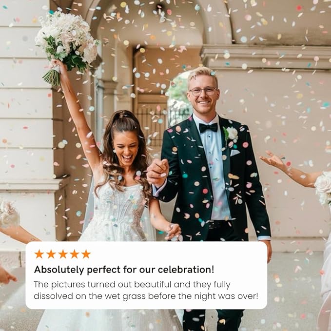 Biodegradable Rice Paper Confetti, 50 GRAMS 2 CM Round Toss Confetti, Eco Friendly, Compostable, Water Soluble Party Confetti for Weddings, Birthdays & Celebrations (Multi Color), 6500 Pcs (Rainbow)