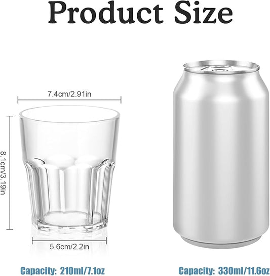8Pcs Plastic Drinking Glasses, SHAIDOJIO Plastic Tumblers Reusable Drinking Cups, Clear Acrylic Glasses Drinkware 7.1oz, Stackable Unbreakable Cup for Beer Wine Juice Milk, Party and Picnic