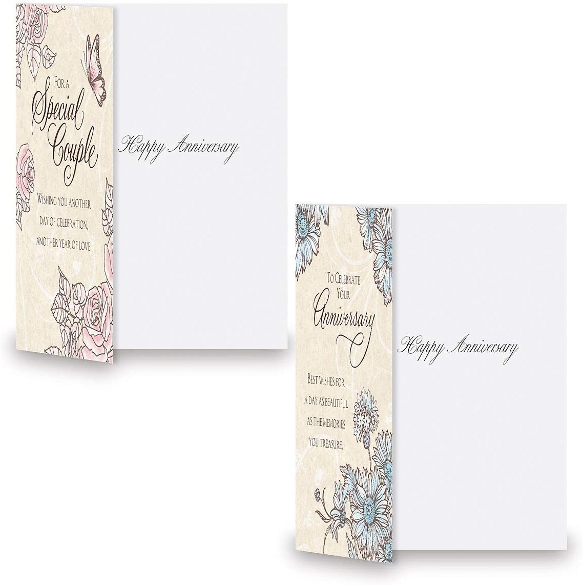 Expressions of Faith Anniversary Cards - Set of 8 (4 designs), Large 5" x 7" Religious Wedding Anniversary Cards with Bible Verse Inside, White Envelopes