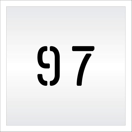 Pavement, Curb, and WheelStop Stencils - 4 inch Double Number Stencil - (97) - 4" x 5.5" x 1/16" (63 mil) - Light-Duty