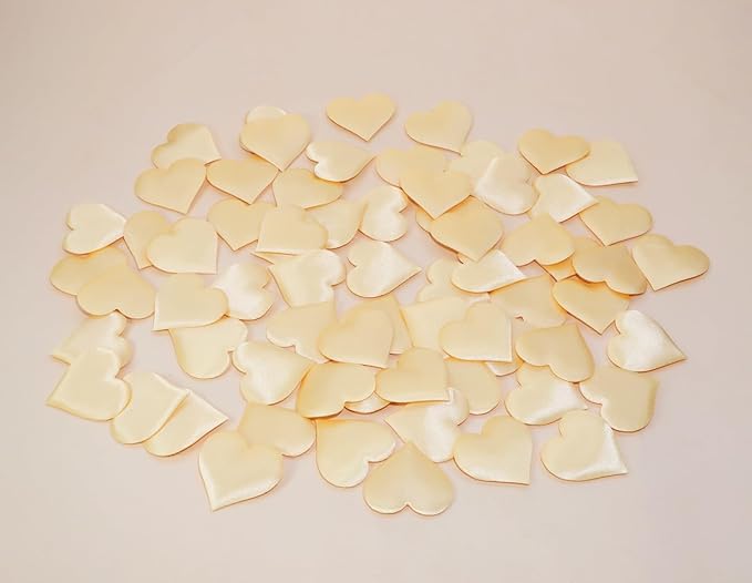 ONLYKXY 200Pcs 3.5cm Big Sponge Confetti Decor Glitter Flower Heart Shape Petals Table Decoration for Wedding Party Valentine's Day Scatter Ponge Petal Confetti (Champagne)