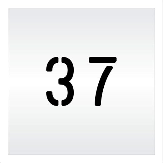 Pavement, Curb, and WheelStop Stencils - 4 inch Double Number Stencil - (37) - 4" x 5.5" x 1/8" (128 mil) - Pro-Grade