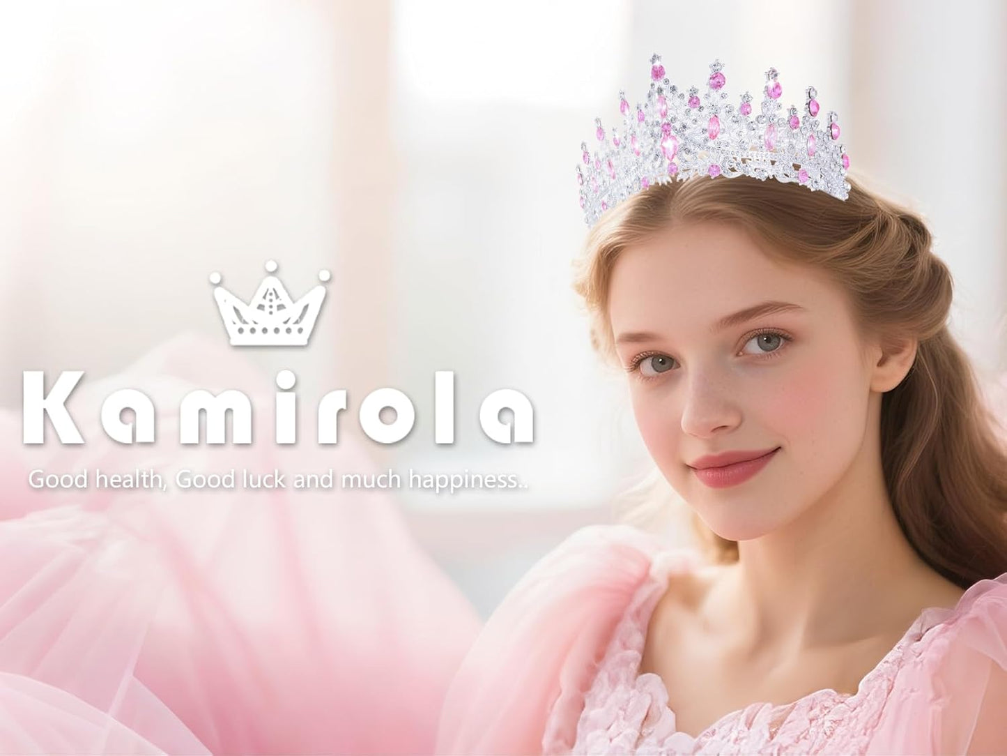 Kamirola Crystal Crowns and Tiaras Headband for Girl or Women Birthday Party Wedding Prom Bridal Halloween Christmas （TR19）