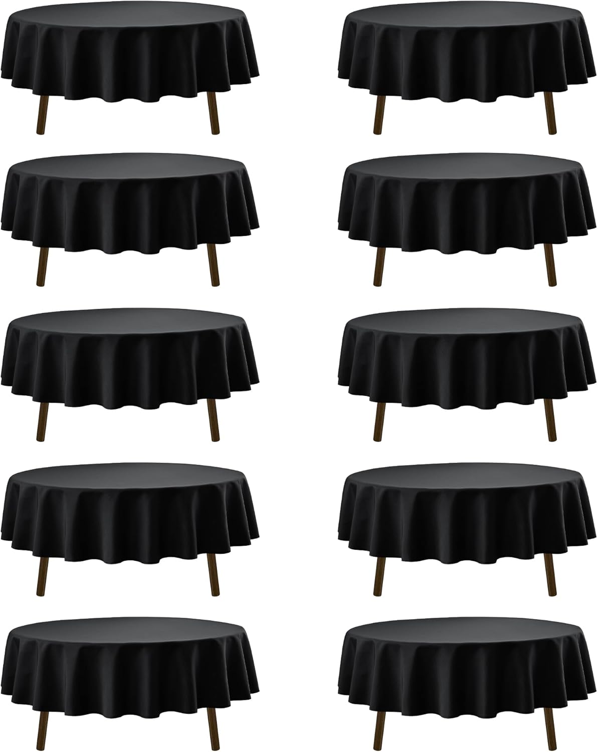10-Pack Black Round Tablecloths, 84 Inches, Stain-Resistant Polyester for 3-5 Ft Round Tables - Washable Table Covers for Weddings, Banquets, Birthday Parties, Events