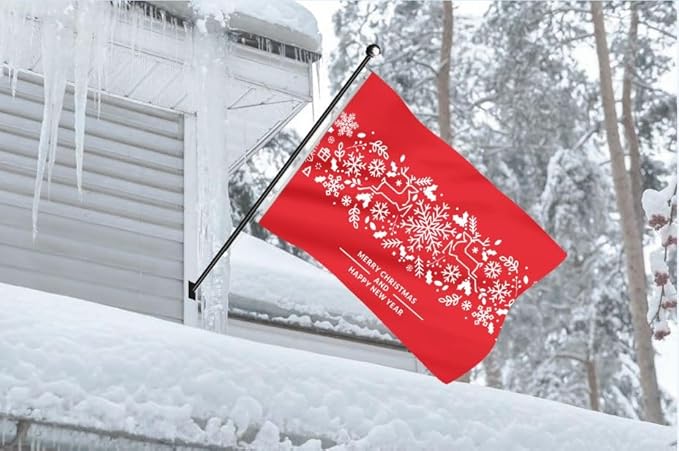 AGAS Merry Christmas Flag 3x5 Ft - Merry Christmas and Happy New Year Flags Vivid Color 200 Denier Nylon Holiday Flag With Brass Grommets for Indoor Outdoor Decoration