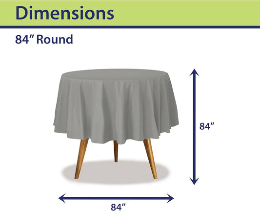 Silver Disposable Plastic Tablecloth for Round Tables (36 Pack) Table Cloths for Parties, Events & Weddings, Indoors & Outdoors, 84 inches, Plastic Table Cover