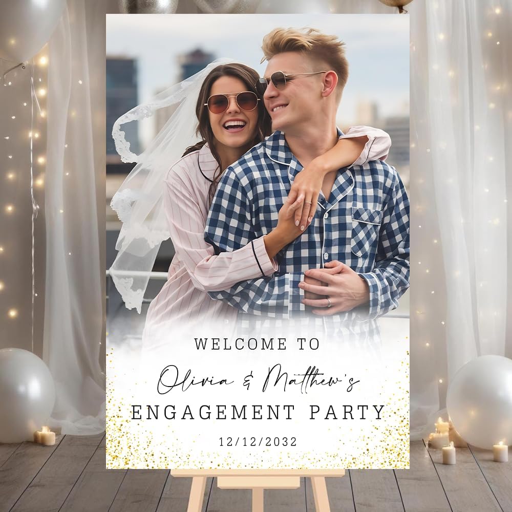 Personalized Engagement Welcome Sign – Minimalist Engagement Party Yard Sign – We’re Engaged Signs – Engagement Party Decorations for Couple - She Said Yes! (Version 9)
