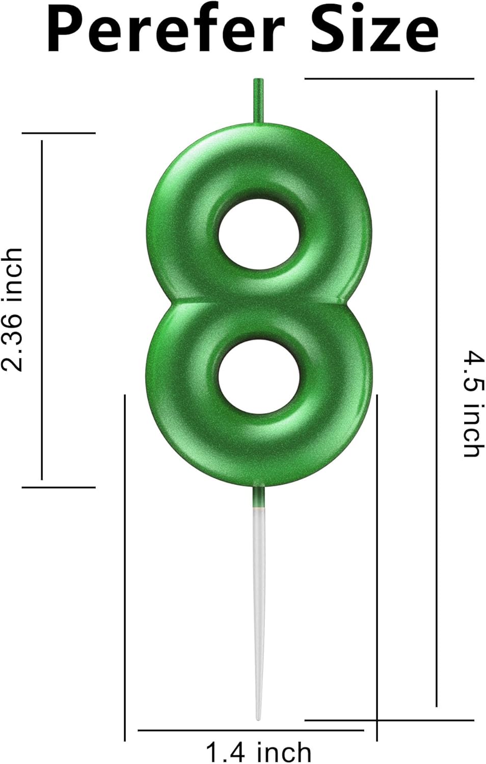 Green Number 8 Candle Happy Birthday 3D Number Candles for Birthday Cake Party Decoration Wedding Anniversary Celebration Supplies