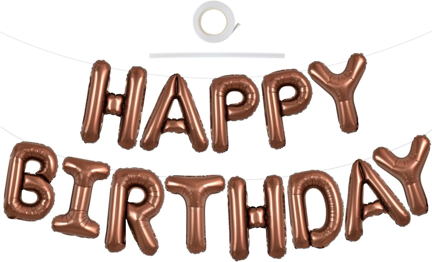 TONIFUL Chocolate Happy Birthday Balloons Banner 16 Inch Mylar Foil Letters Brown Birthday Sign Bunting Reusable for Girls Boys Kids & Adults for Thanksgiving Birthday Decorations and Party Supplies