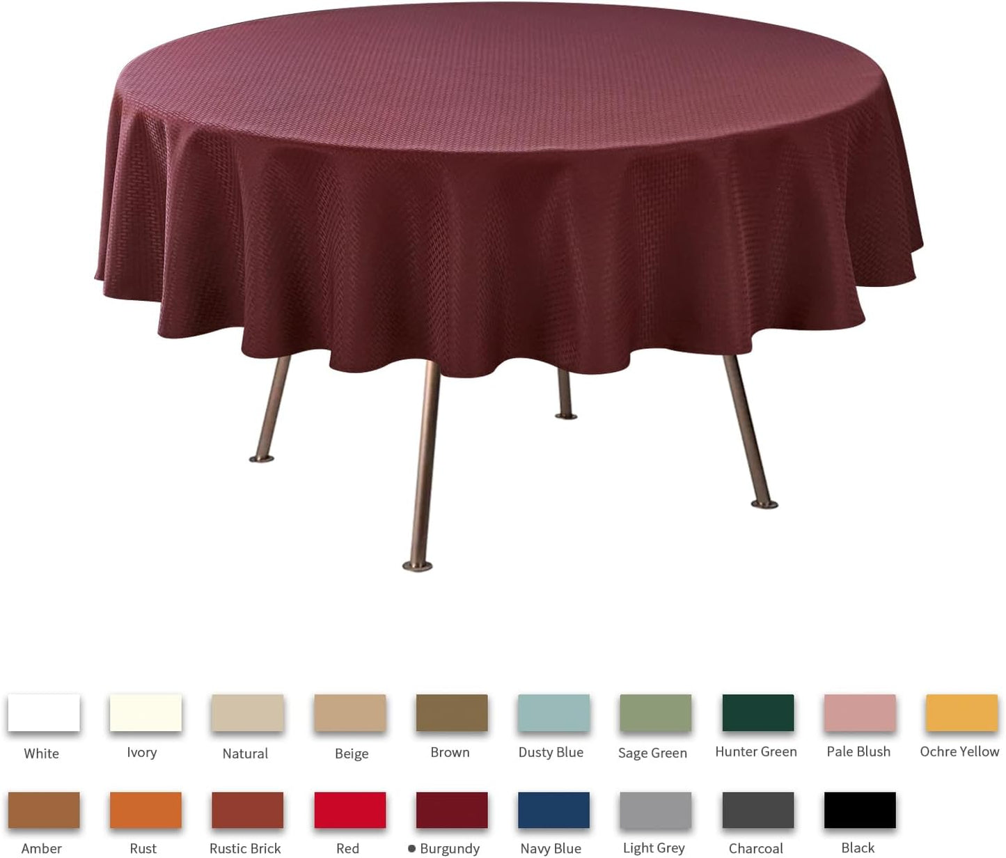 maxmill Round Weaved Texture Design Tablecloth Spill-Proof Wrinkle Free Soft Washable Table Cloth for Circular Table Cover, for Dining Room Buffet Banquet Parties Holiday Dinner, 70 Inch Burgundy