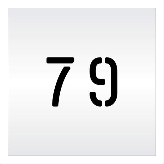 Pavement, Curb, and WheelStop Stencils - 4 inch Double Number Stencil - (79) - 4" x 5.5" x 1/8" (128 mil) - Pro-Grade