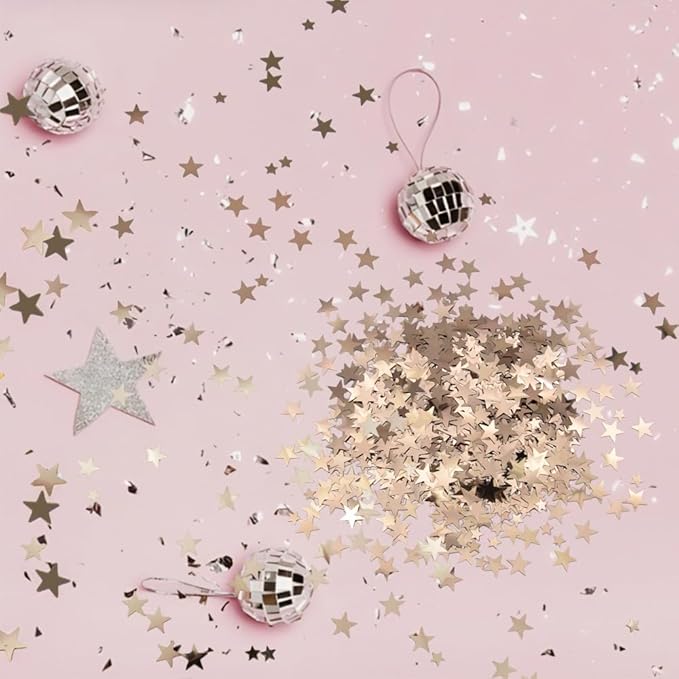 Ruidee 60g Star Confetti Metallic Foil Stars Table Confetti Metallic Foil Stars Sequin for Halloween Birthday Wedding Festival Party DIY(Rose Gold)