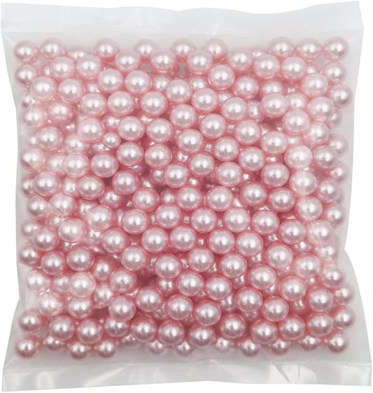 INSPIRELLE 340pcs Pink Undrilled ABS Art Faux Pearls for Vase Fillers, 12mm No Hole Makeup Beads to Hold Lipstick Eyeliner, Imitation Round Pearl Beads for Table Scatter Home Wedding Decoration