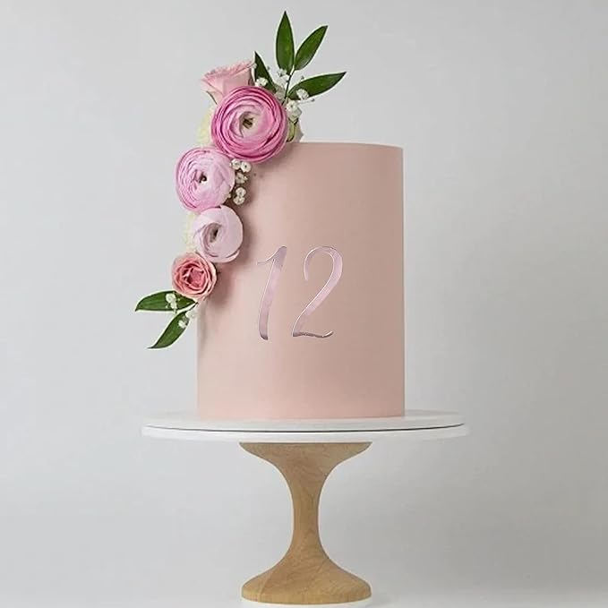 Rose Gold Acrylic Wedding Number Cake Decoration 0-9 - Cake Topper for Birthday Party Wedding Anniversaries, Party Cakes and Personalized Celebrations Setup,Style 3