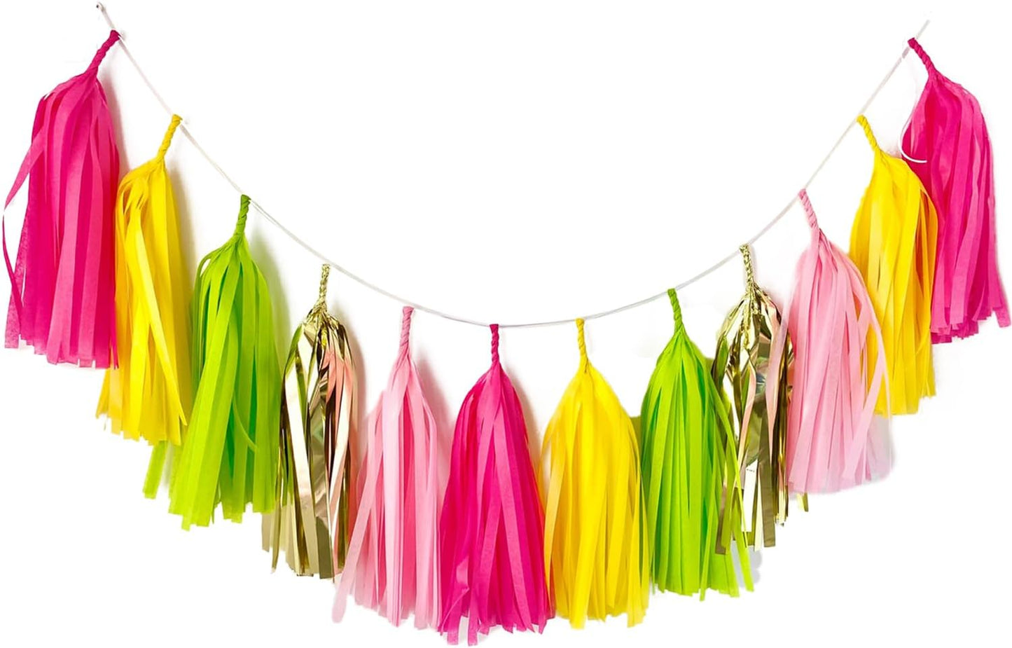 25PCS Tropical Pool Beach Party Decorations Paper Streamers Tassel Garland Pink Yellow Green Bachelorette Summer Baby Shower Birthday Flamingo Hawaiian Party Supplies