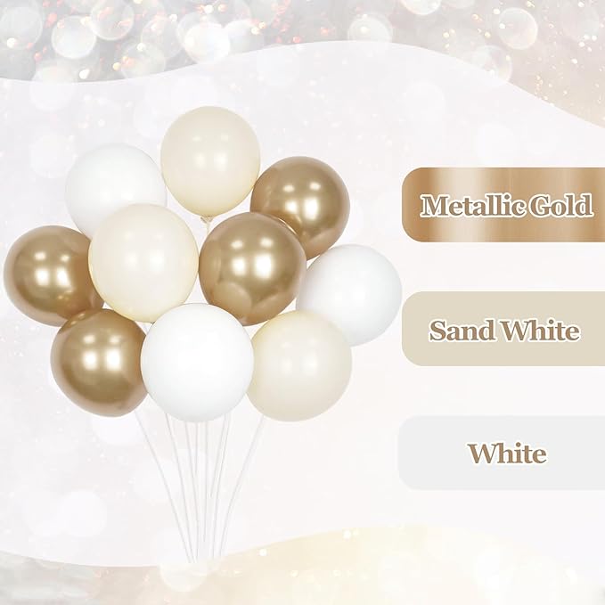 60pcs Gold and White Balloons 12inch with Metallic Gold Sand White Balloons for Engagement Wedding Birthday Baby Shower Party Decorations