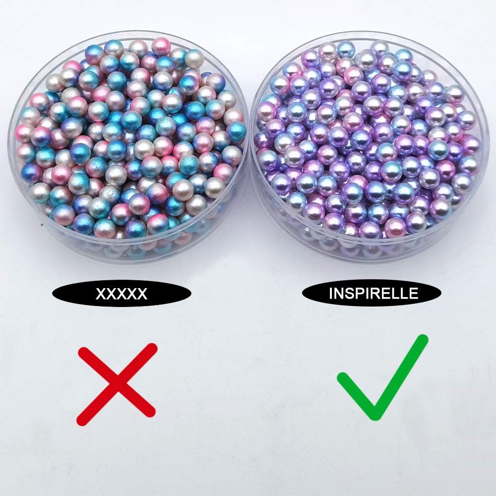 INSPIRELLE 1100 Pieces Gradient Undrilled ABS Art Faux Pearls for Vase Fillers, 8mm Blue-Purle No Hole Makeup Beads Mermaid Imitation Round Pearl Beads for Table Scatter Home Wedding Decoration