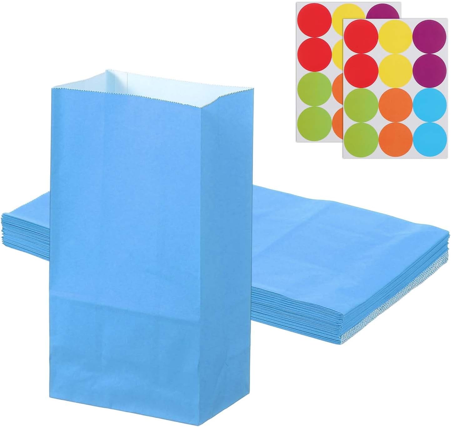 PATIKIL Party Favor Bag, 24 Pcs 5.1x3.1x9.4 Inch Medium Paper Candy Bags Gift Treat Celebration Halloween Goody Birthday Wedding Party with Stickers, Blue