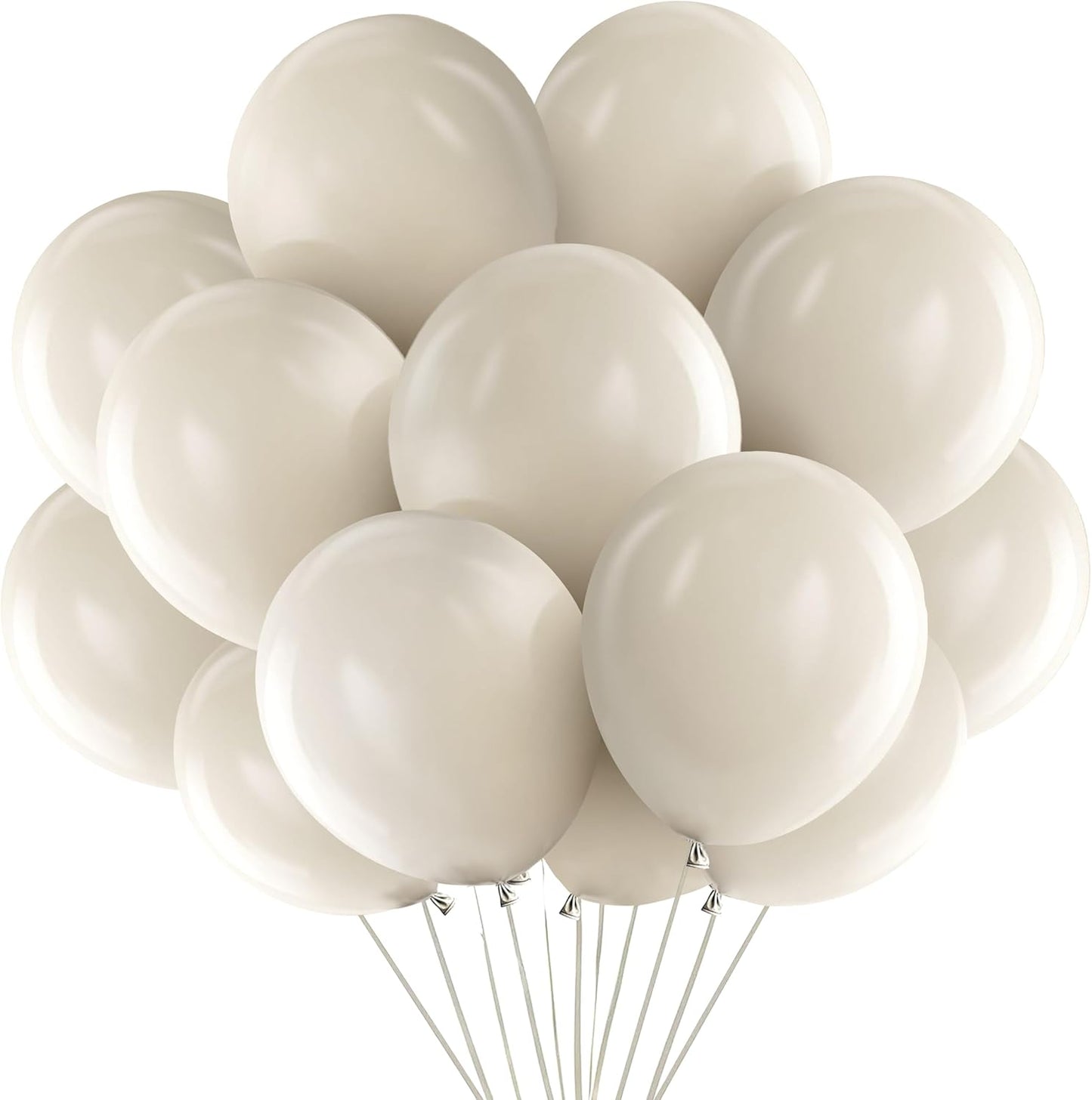 Jonhamwelbor Sand White Balloons 12 inch 100 Pack Matte Cream Ivory Color Latex Helium Balloons for Wedding Birthday Baby Shower Decorations