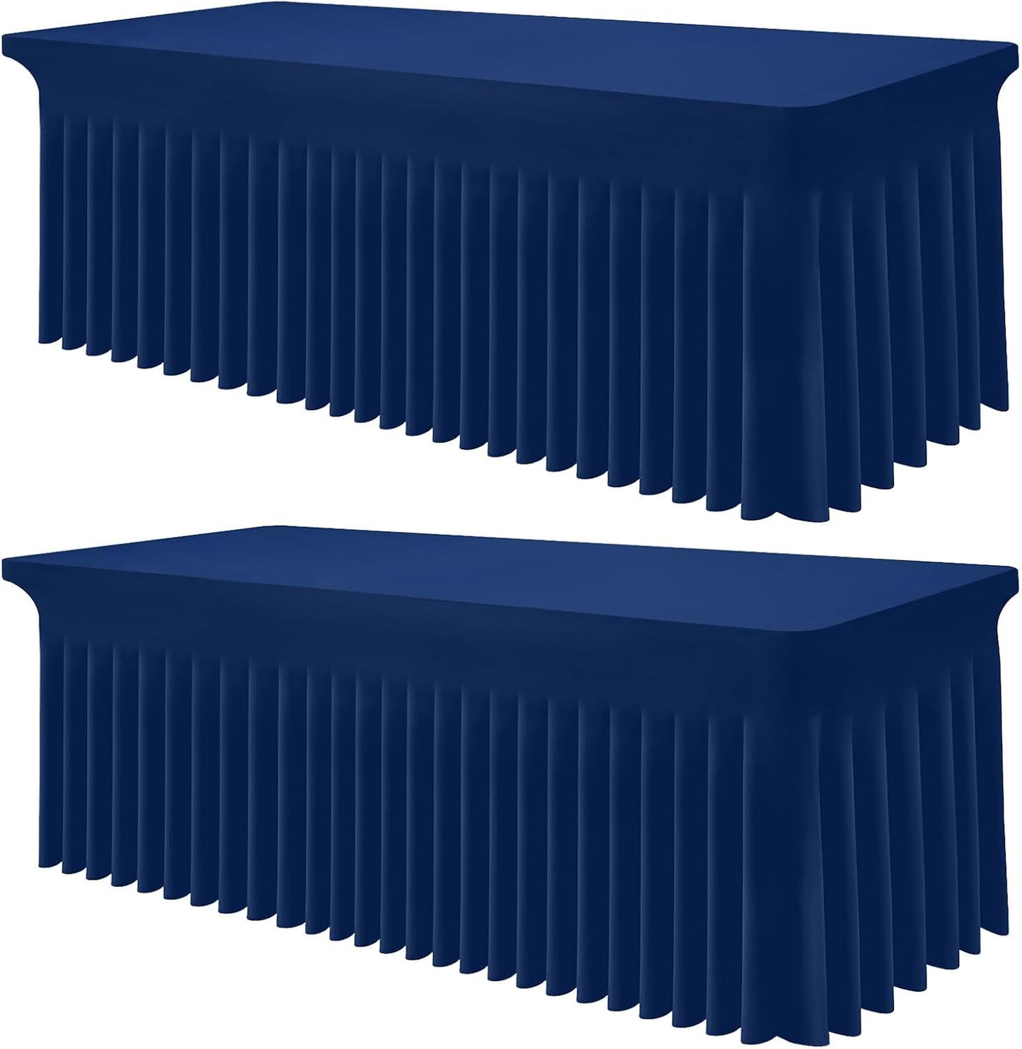 Smiry Spandex Tablecloth 2 Pack, Elastic Fitted Stretch Tablecloth for 4FT Rectangle Tables, Waterproof Washable Table Cover Skirt for Outdoor, Wedding, Banquet & Parties (Navy, 48Lx30Wx30H Inch)