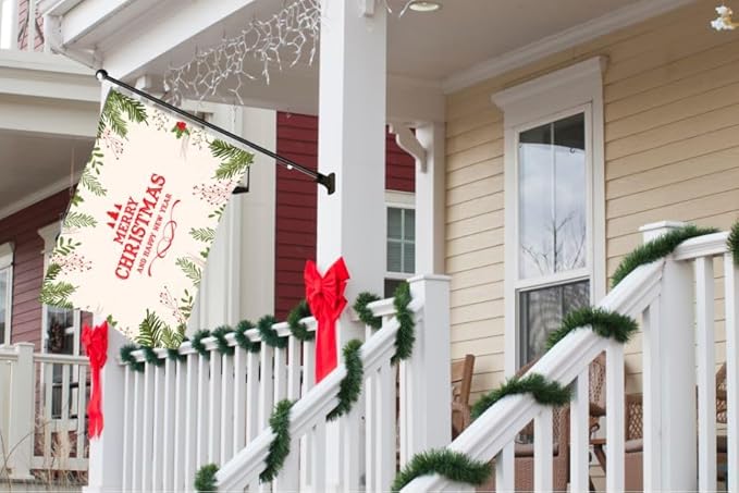 AGAS Merry Christmas Flag 3x5 Ft - Merry Christmas and Happy New Year Flags Vivid Color 200 Denier Nylon Holiday Flag With Brass Grommets for Indoor Outdoor Decoration